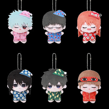Gintama Chibi Nui Pajama Party Series Plush Pendant Blind Box - Series overview with six complete plush pendant designs; random design not guaranteed