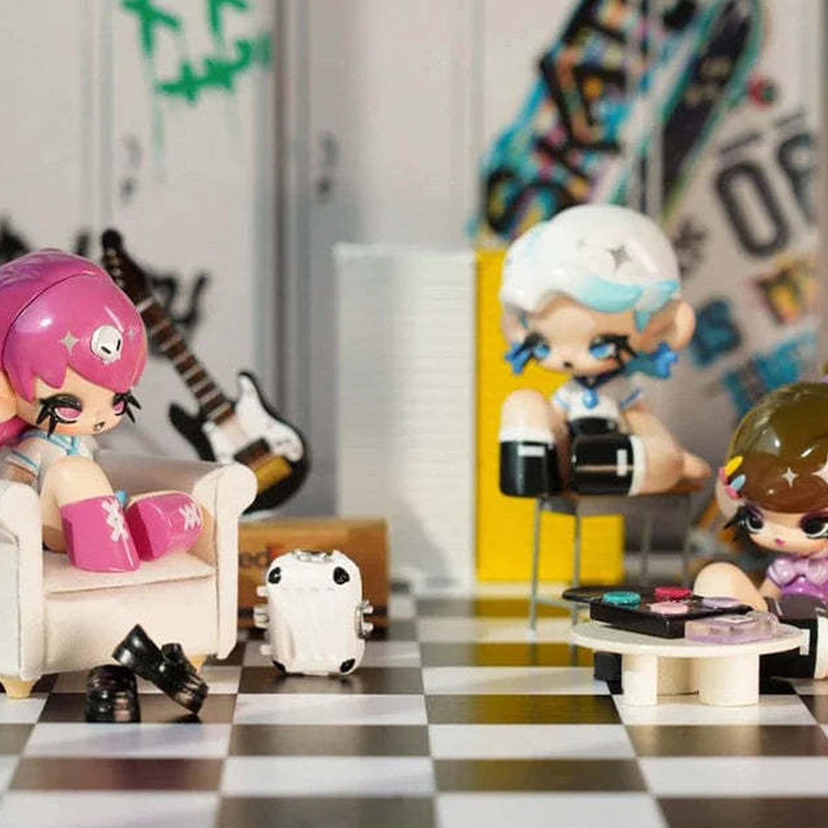 GLICO High School Series Figures, Blind Box - GLICO staged design comparison with cropped edge examples; random design not guaranteed