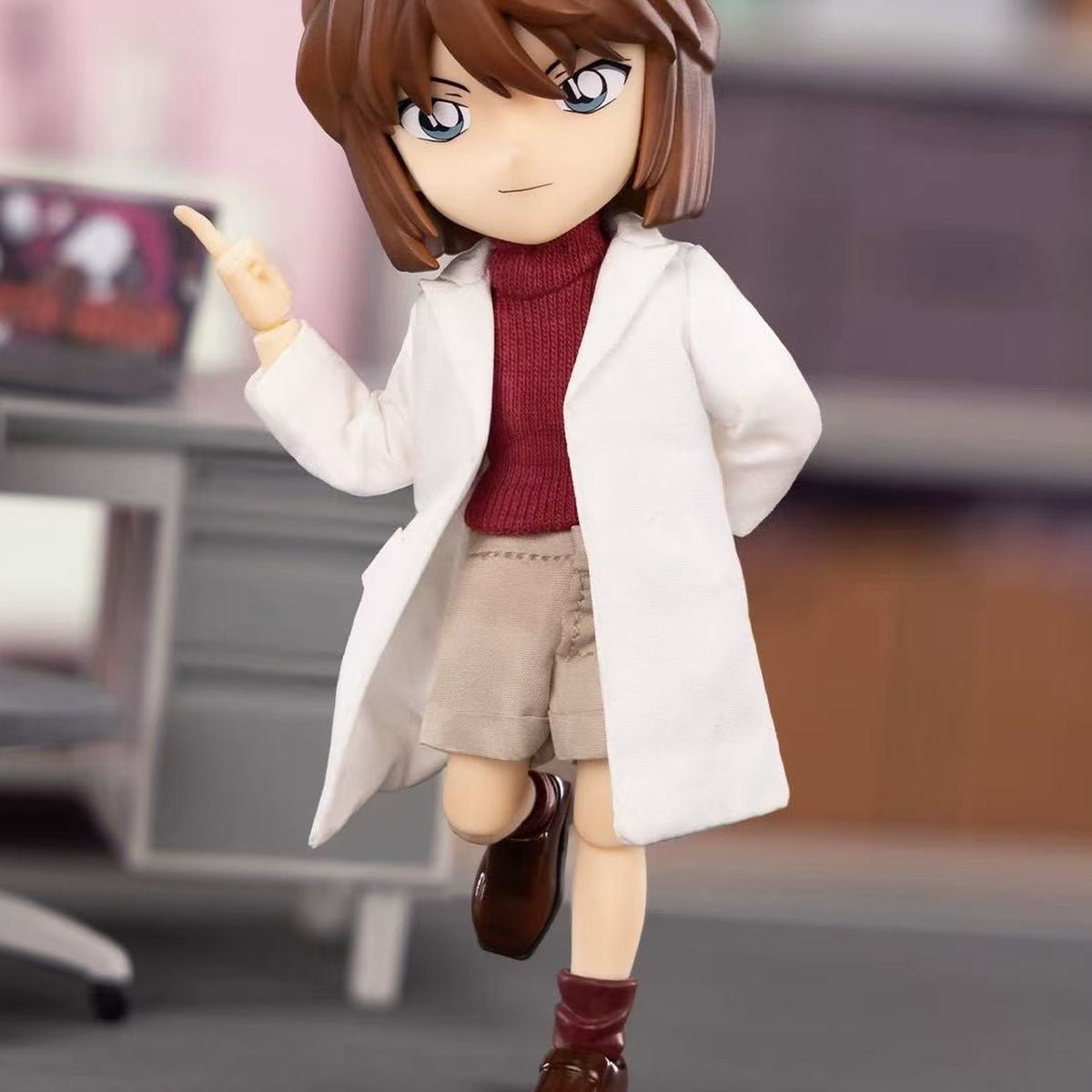 Haibara Ai action figure — white-coat outfit detail