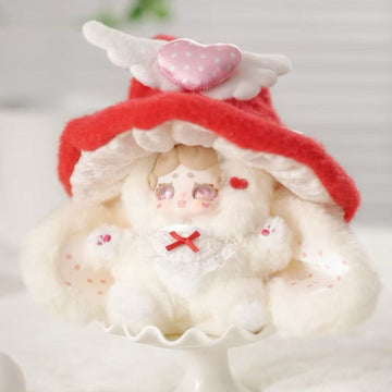 Good Night Bunny Lucky Deer Nai V4 Witch's Letter Series Plush Dolls, Blind Box - Complete white plush doll body with red winged-heart hat; random design not guaranteed