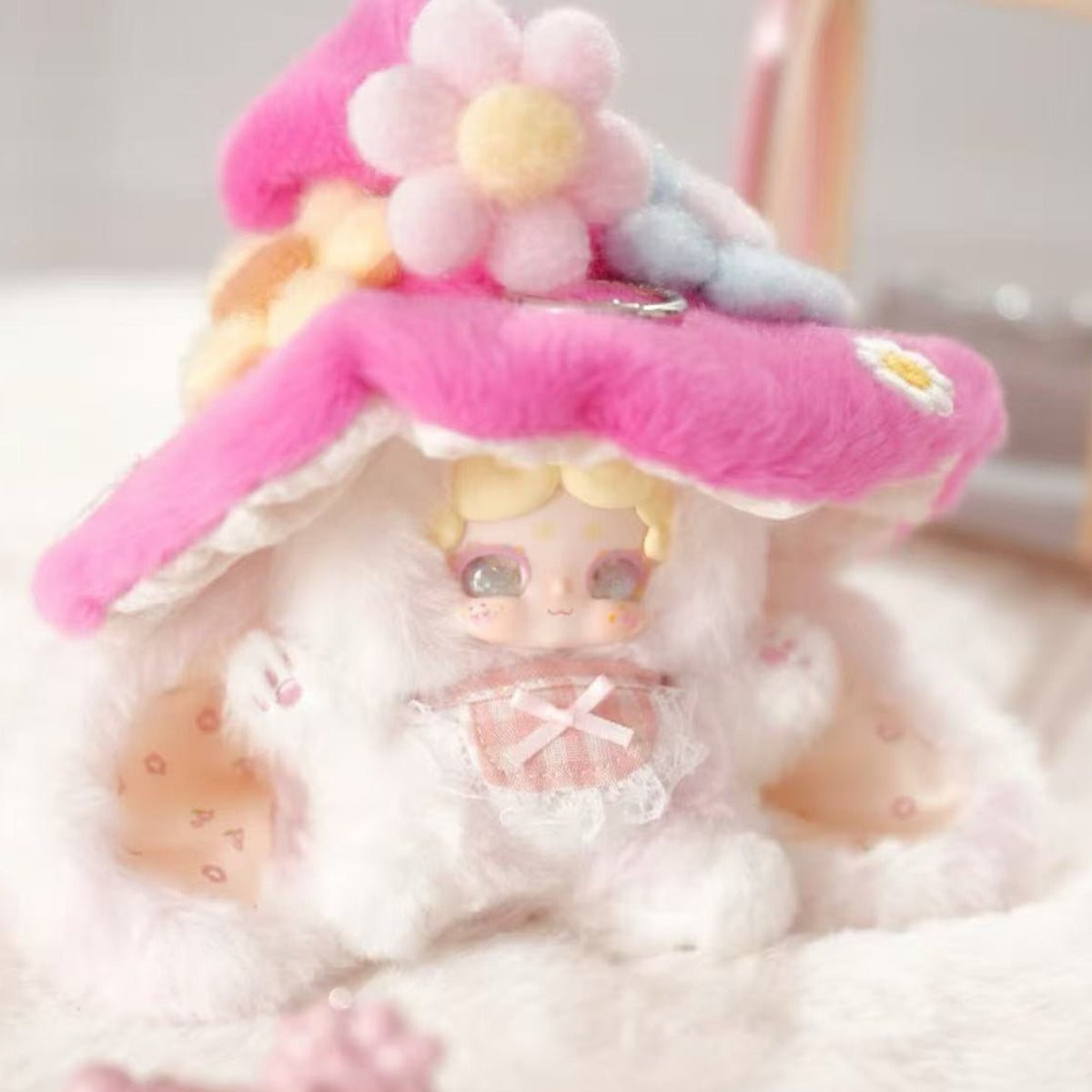 Good Night Bunny Lucky Deer Nai V4 Witch's Letter Series Plush Dolls, Blind Box - Pink witch-hat plush doll detail with upper hat cropped; random design not guaranteed