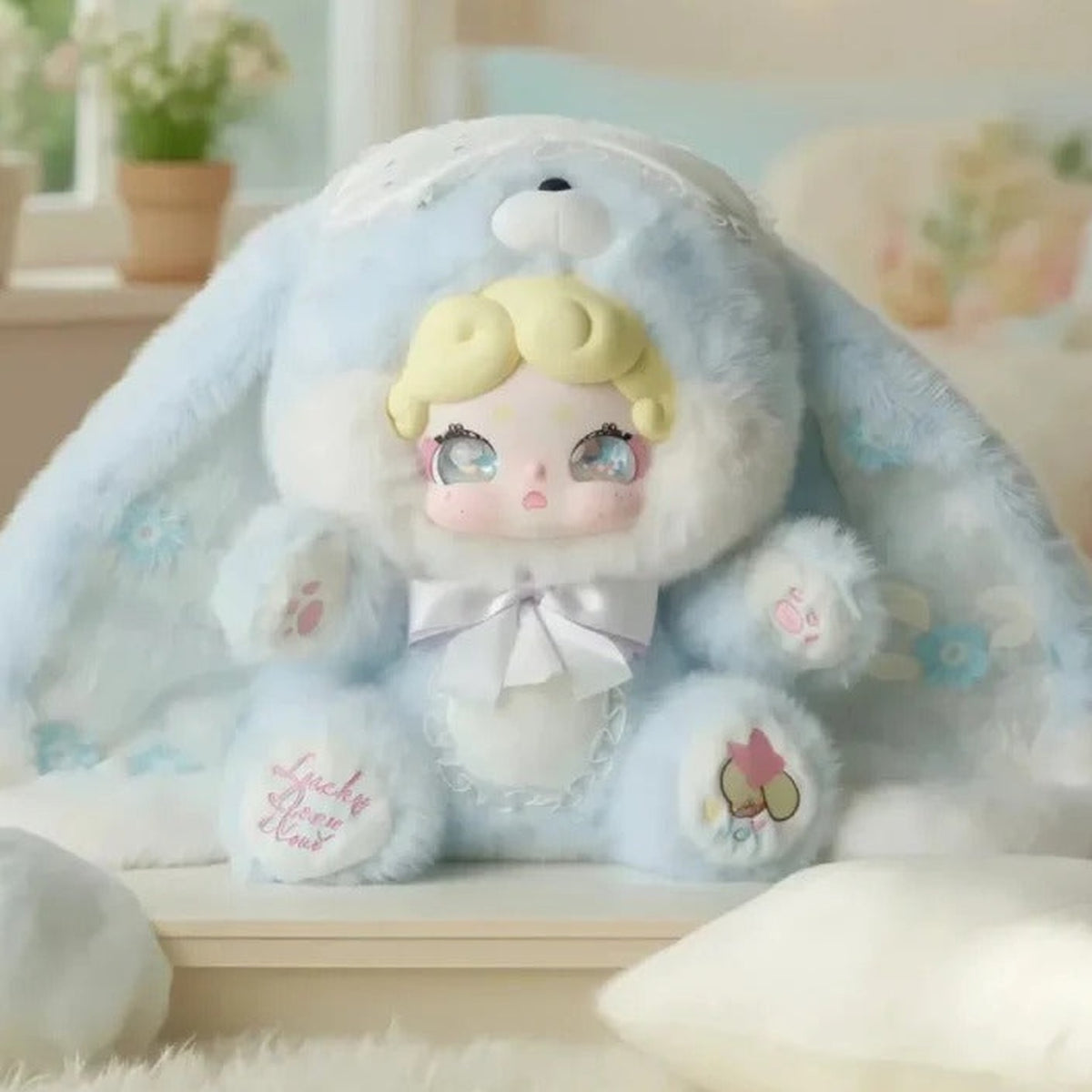 Good Night Bunny Sweet Tea 600% Series Plush Blind Box - Blue plush detail with upper bow cropped; packaging is defined by selected option