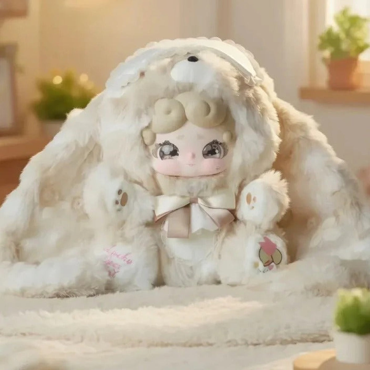 Good Night Bunny Sweet Tea 600% Series Plush Blind Box - Cream complete plush example; packaging is defined by selected option