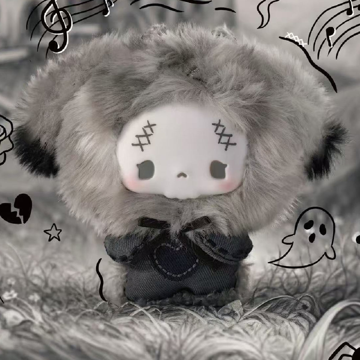 GUGU Grey-Tone Concerto Series Plush Vinyl Pendant Blind Box - Grey plush pendant example; random design not guaranteed
