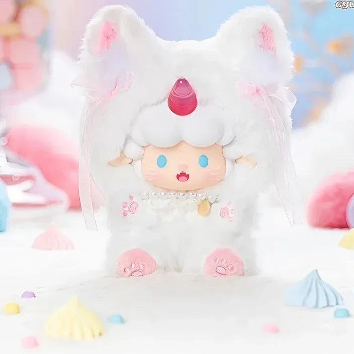 Gyun Candy Land Series Plush Pendant Blind Box - Complete pink-accented plush example with horn; random design not guaranteed