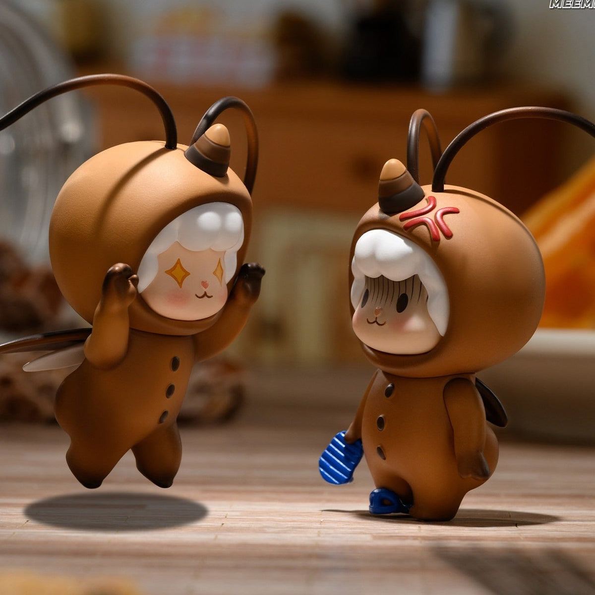 Gyun Meemee Spicy Pigtails Series Figures Blind Box - Two brown costume figure examples with outer pigtails cropped; random design not guaranteed
