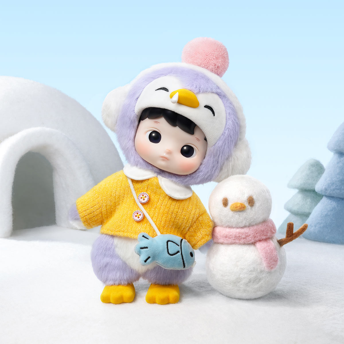 HACIPUPU Penguin beside a snowman display prop; prop not included