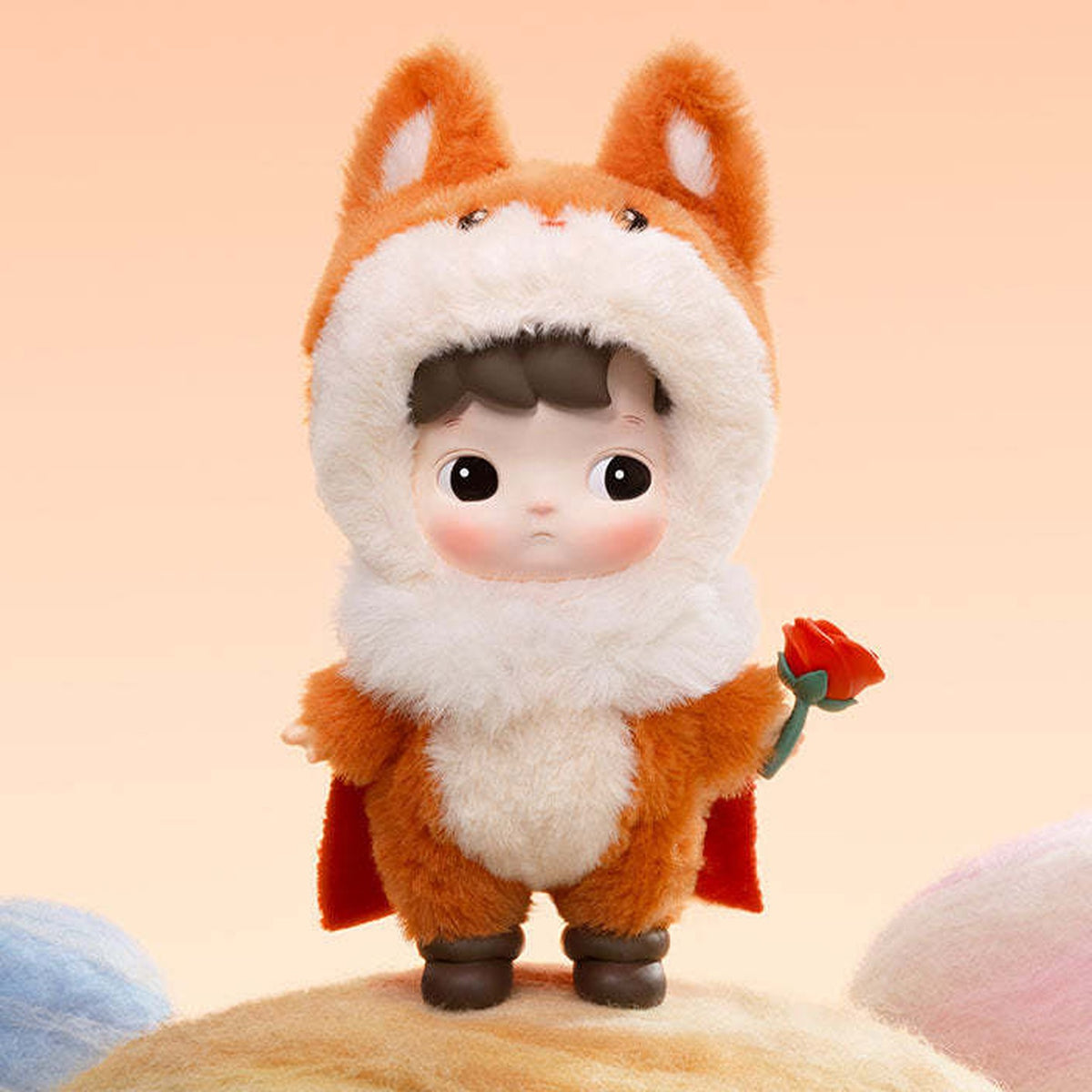 HACIPUPU Snuggle With You orange fox-outfit design holding a rose with a red cape; series reference