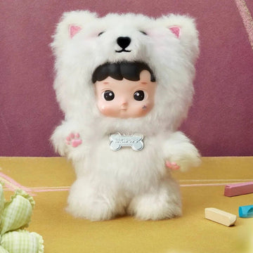 hacipupu take me home vinyl plush pendant — white animal costume design scene