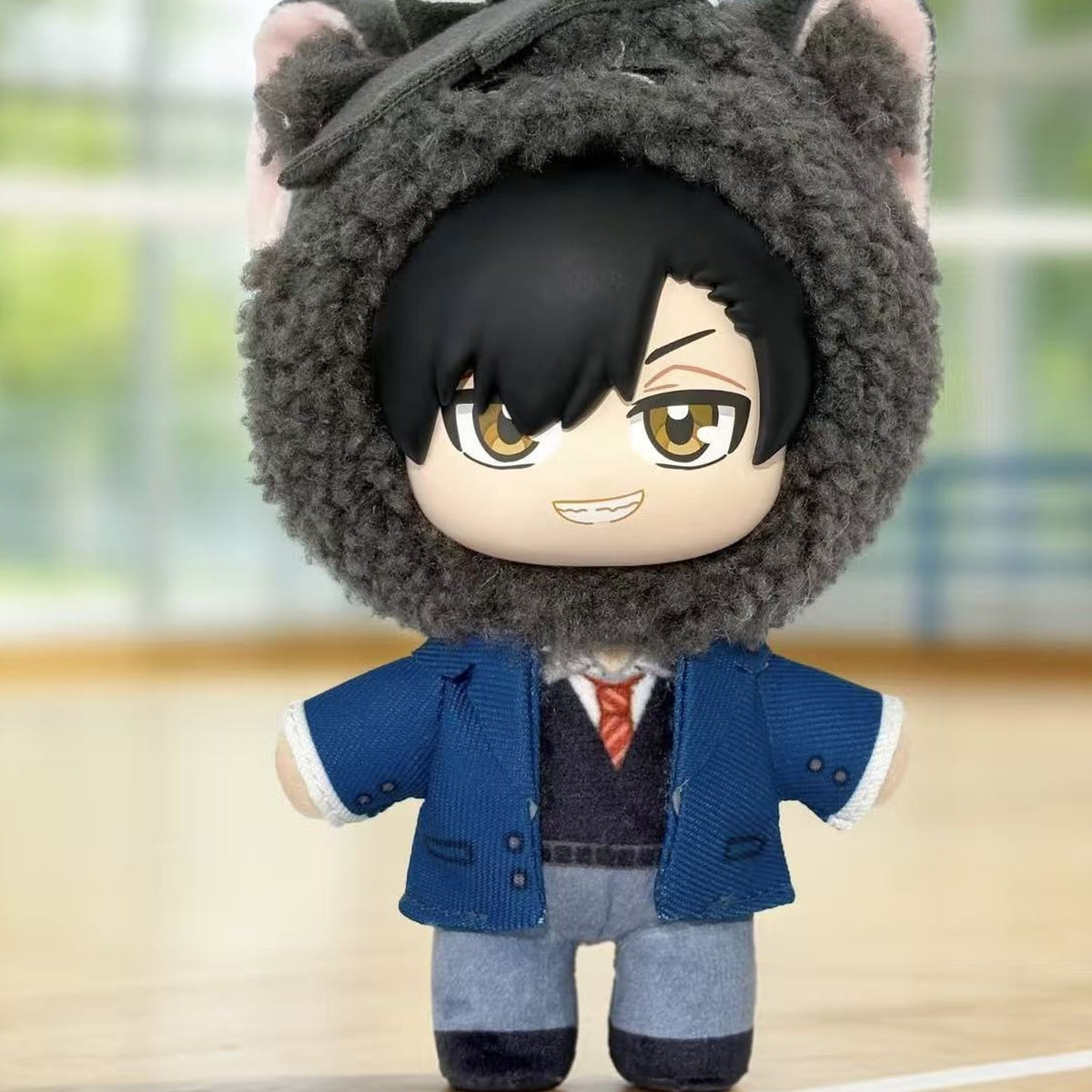 Haikyuu!! Mascot Series Plush Pendant Blind Box - Complete gray cat-hood mascot example; random design not guaranteed