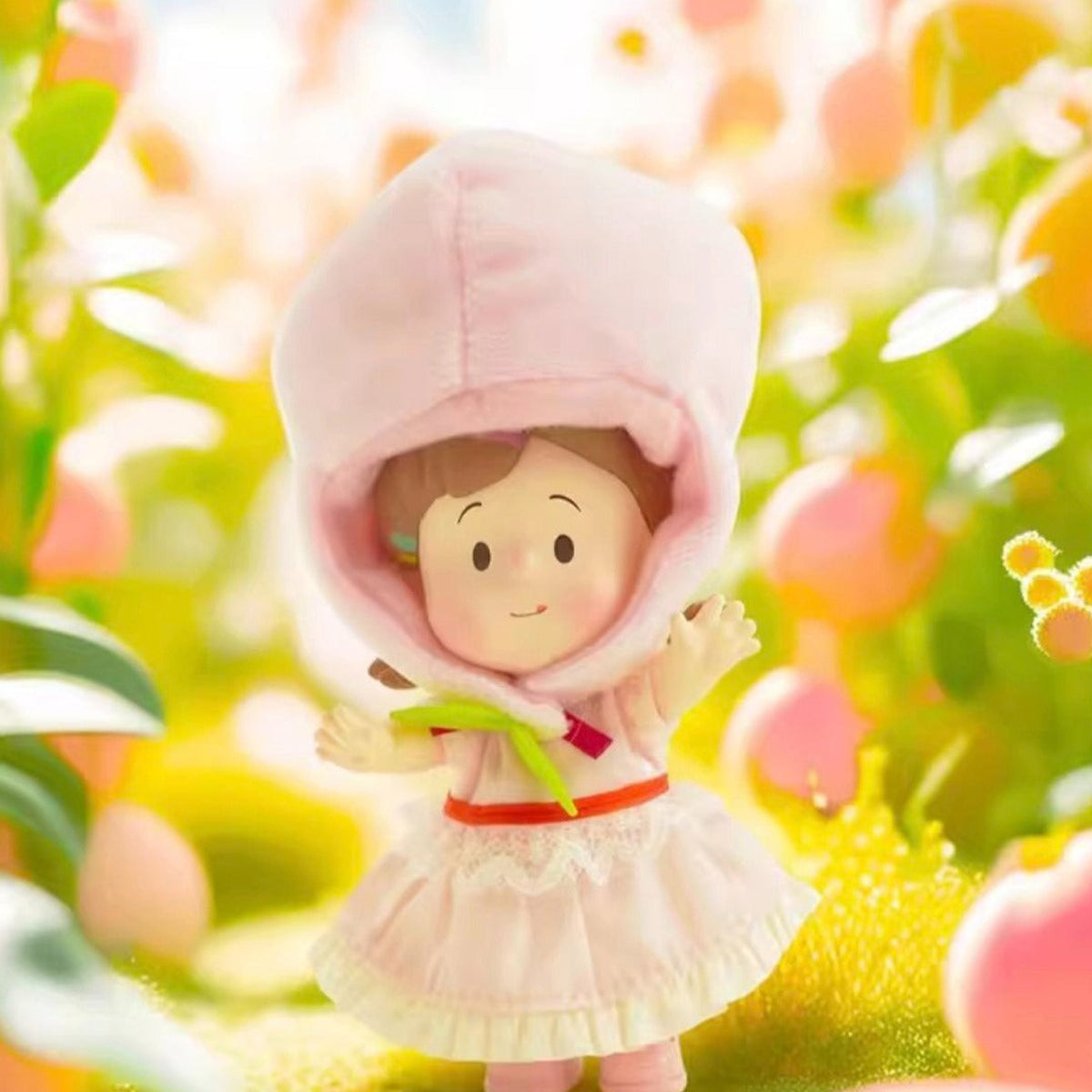 HANAMAKI A Versatile Wardrobe Series Figure Blind Box - Pink hood figure detail with lower feet cropped; random design not guaranteed