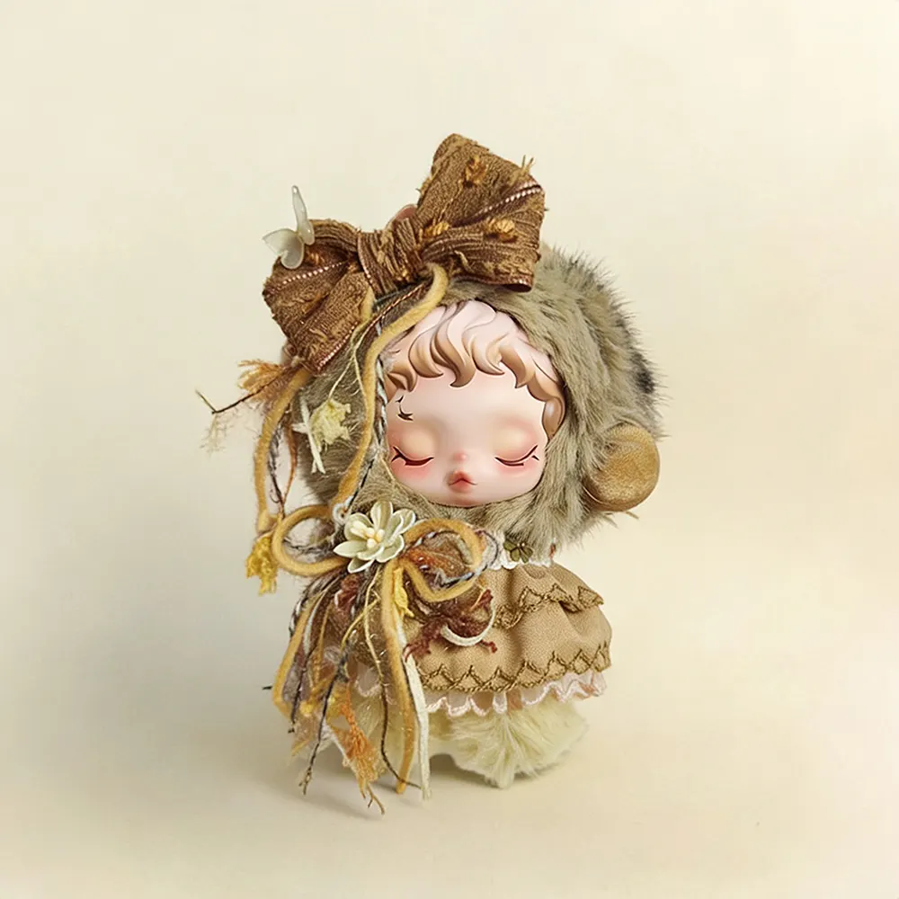 Handmade Forest Fae Doll Outfit for Skullpanda/Labubu 17cm - front view | KikiBuddies