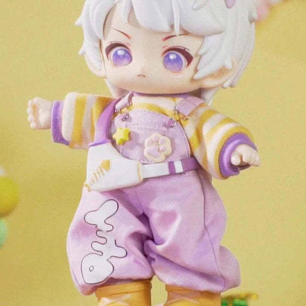 HANI Sweet Dreamland Large Size Action Figure BJD Blind Box - White-haired HANI in purple-yellow outfit; upper ear headwear and lower shoes cropped; random design not guaranteed; display props not included