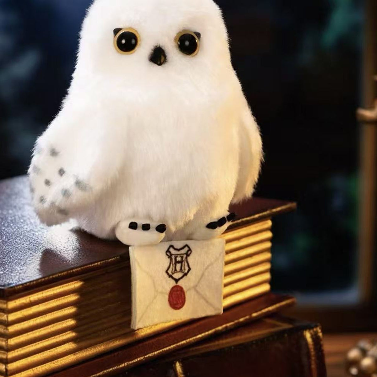 Harry Potter Owl Plush Pendant blind box series - Hedwig white owl plush design example with Hogwarts letter