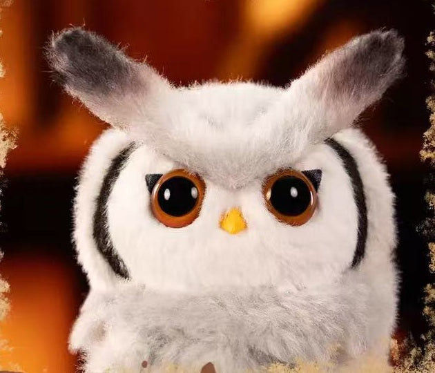 Harry Potter Owl Plush Pendant blind box series - Pigwidgeon owl face detail showing eyes and beak