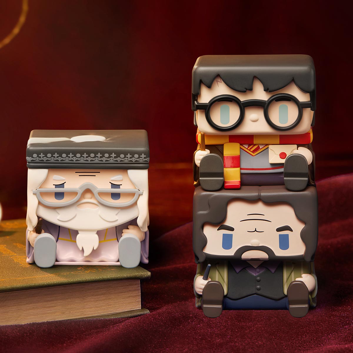 Harry Potter POP CUBE-1 three possible figure designs shown together; purchase contains one random figure, not the photographed group