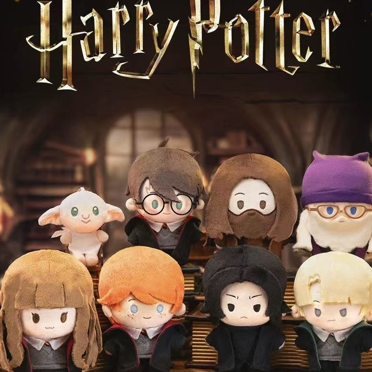 Harry Potter Wizarding Academy Series Plush Pendant Blind Box - Series overview with complete central plush examples and outer examples cropped; random design not guaranteed