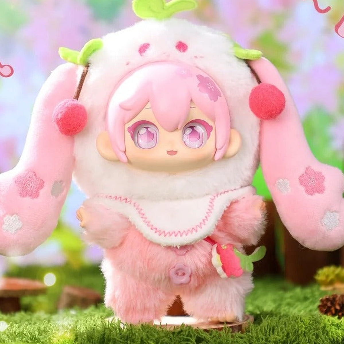 Hatsune Miku Forest Concert Series Plush Blind Box - Pink costume plush doll detail with upper leaf and outer hair cropped; random design not guaranteed