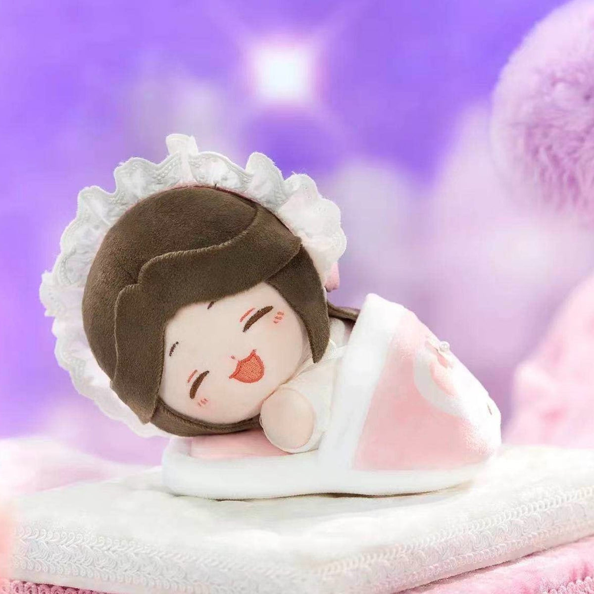 Heaven Official Blessing Fluffy Sweet Dream Series Plush Pendant Blind Box - Complete sleeping brown-haired wrapped plush pendant example; display props not included; random design not guaranteed