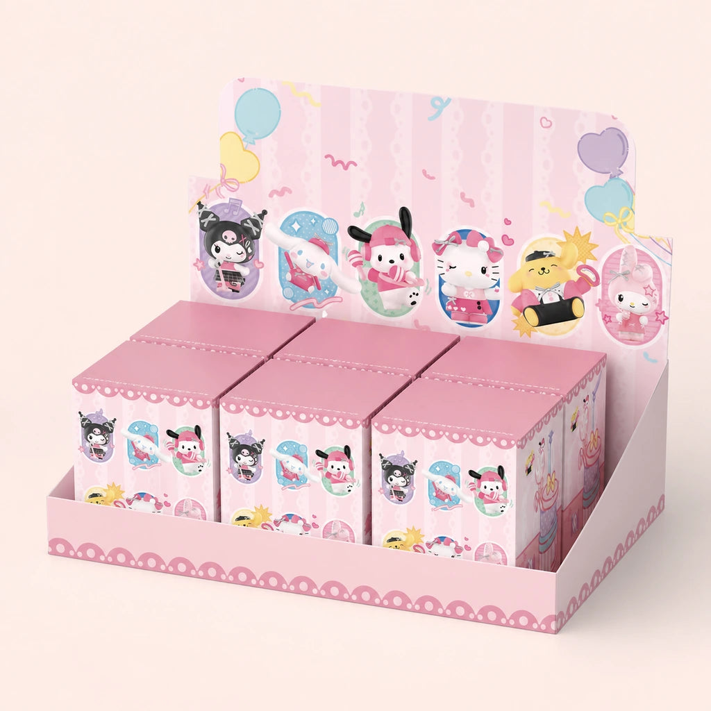 HELLO KITTY AND FRIENDS Pink Party Series Figures six-box Whole Set display