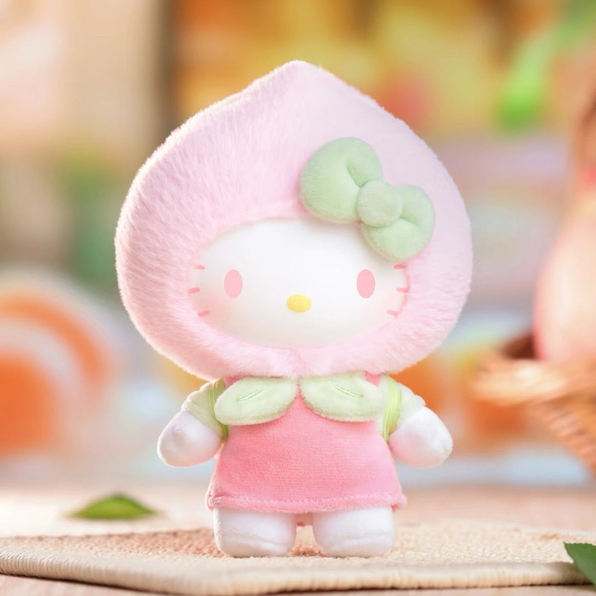 HELLO KlTTY Fruity Paradise Series Plush Dolls, Blind Box - Pink fruit outfit complete plush example; random design not guaranteed