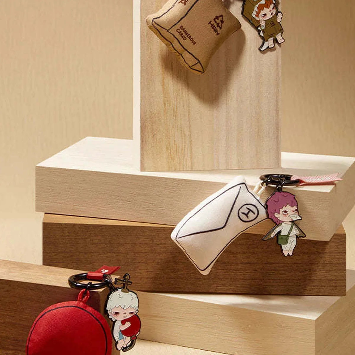 HIRONO Mime pendant series - three pendant design examples on display blocks; props not included