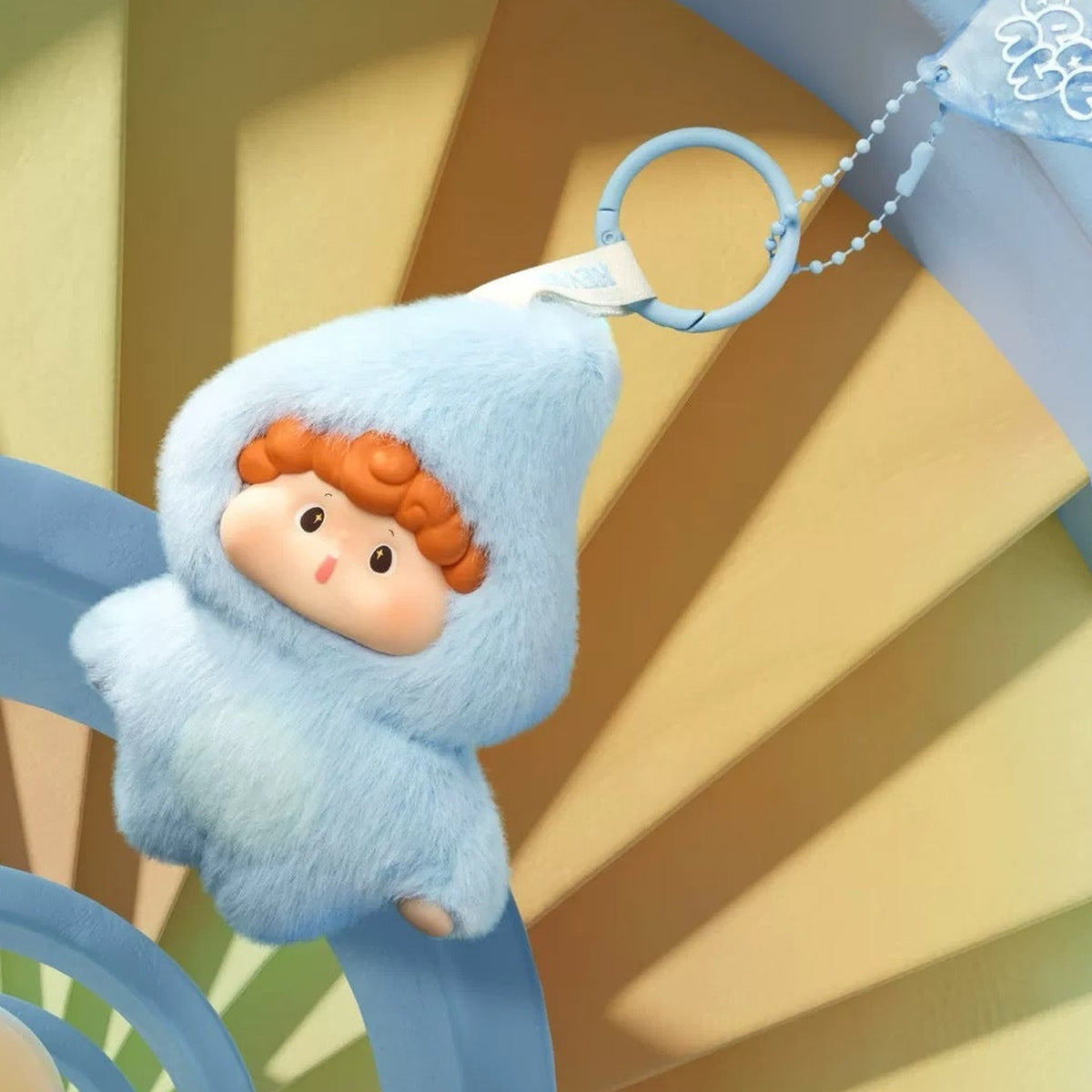 Hudodo Journey of Energy: complete blue-costume design example with orange hair and hanging ring; random design is not guaranteed