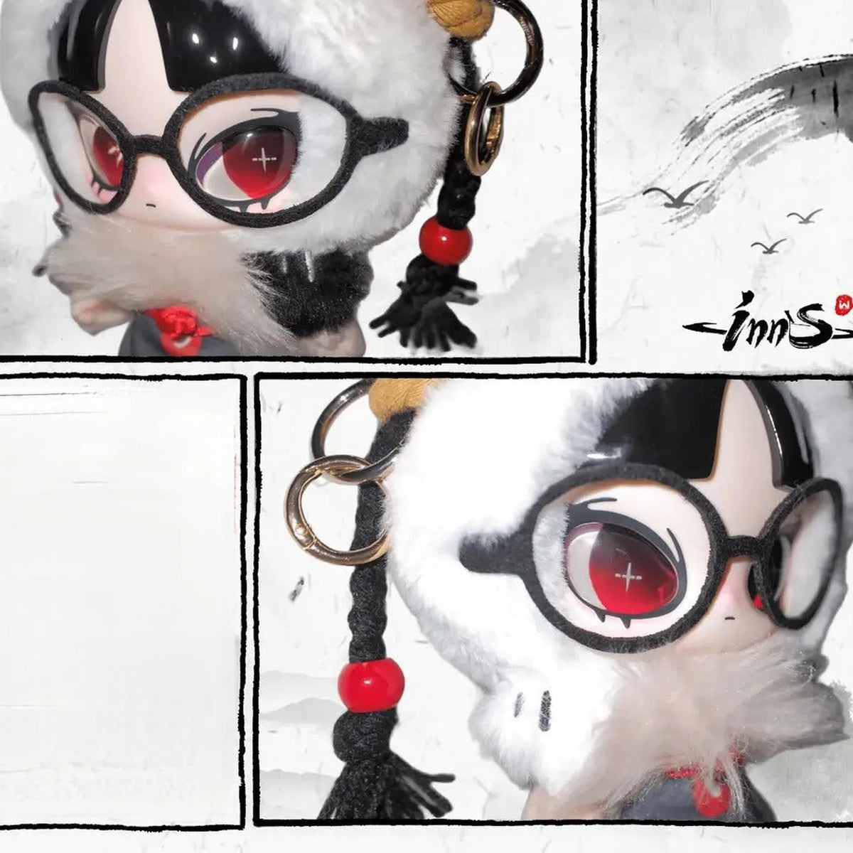 INN Lucky Omen multiple view collage; one fixed plush pendant, multiple views are not additional items