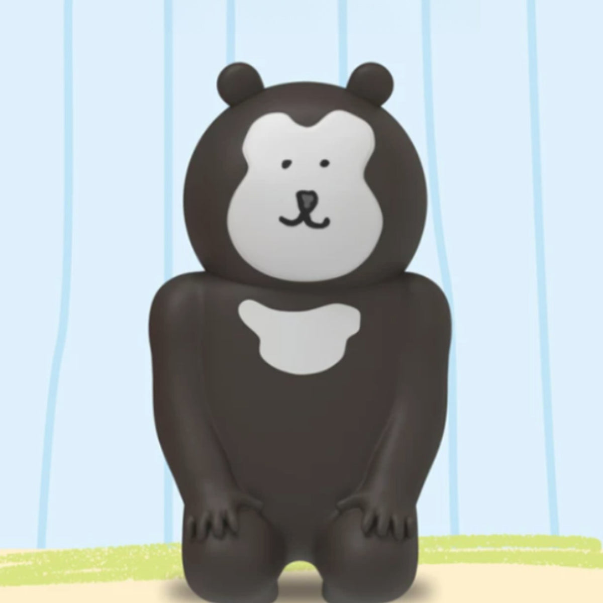 Joke Bear and Friends dark bear mini figure; rendered series example