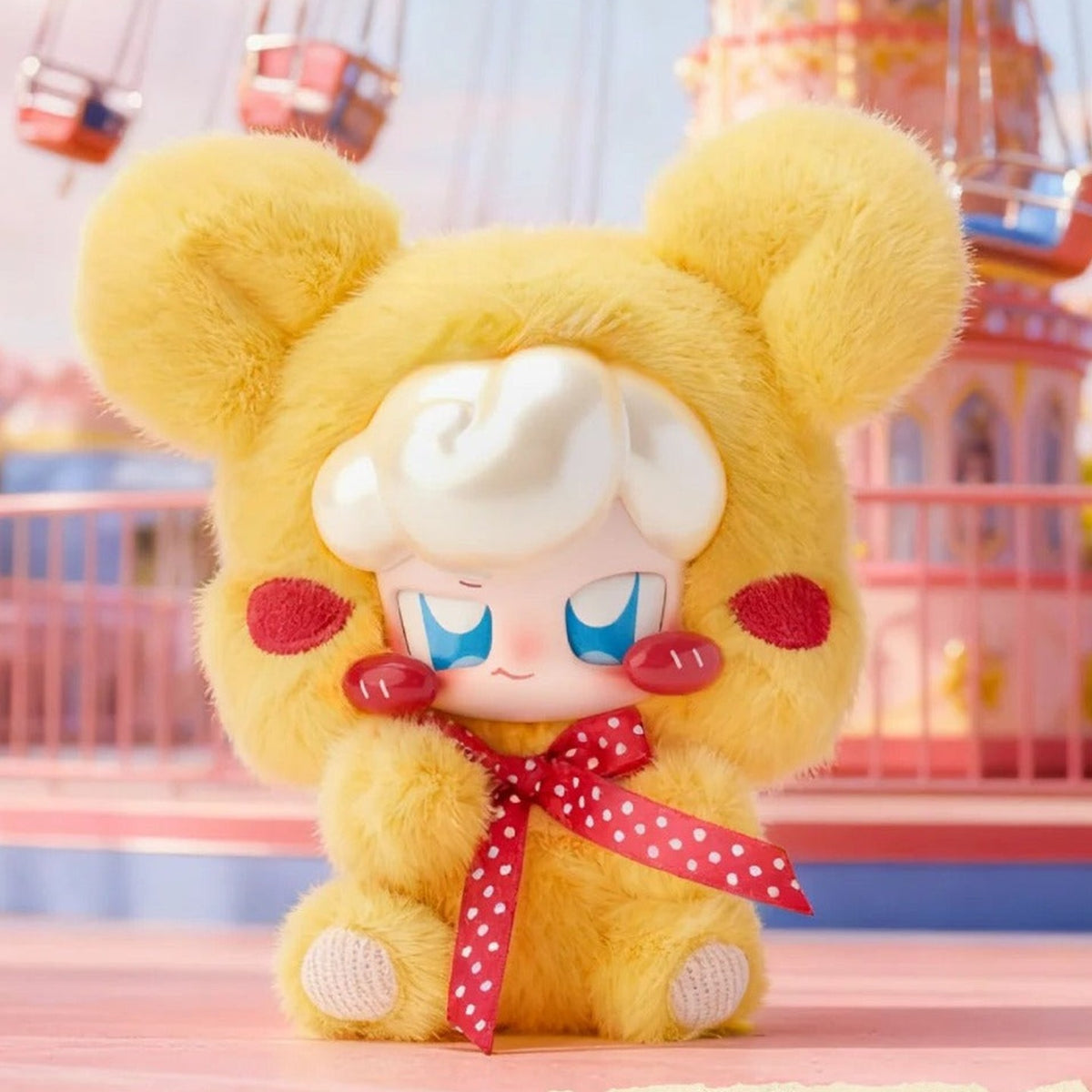 JOKKI's Critter Party yellow costume design with white hair and a red polka-dot scarf, shown as another design example.