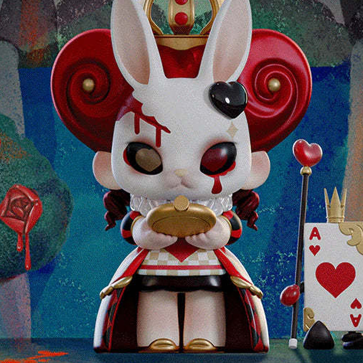 Kasa rabbit-styled figure in a royal costume; series design example | KikiBuddies