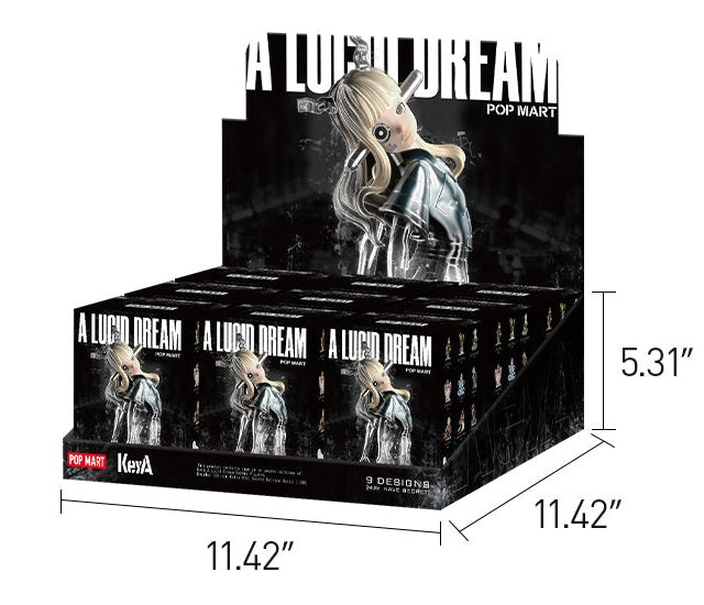 KeyA A Lucid Dream figure blind-box series: nine-box display-set packaging with dimensions