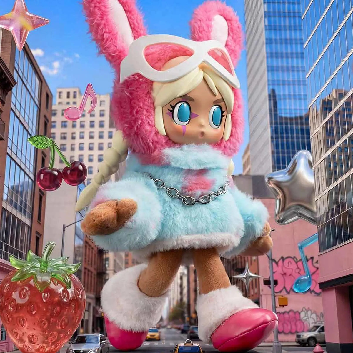 POP MART Peach Riot Fruit Punch Series Plush Doll Pendant — G5 | KikiBuddies historical PASS