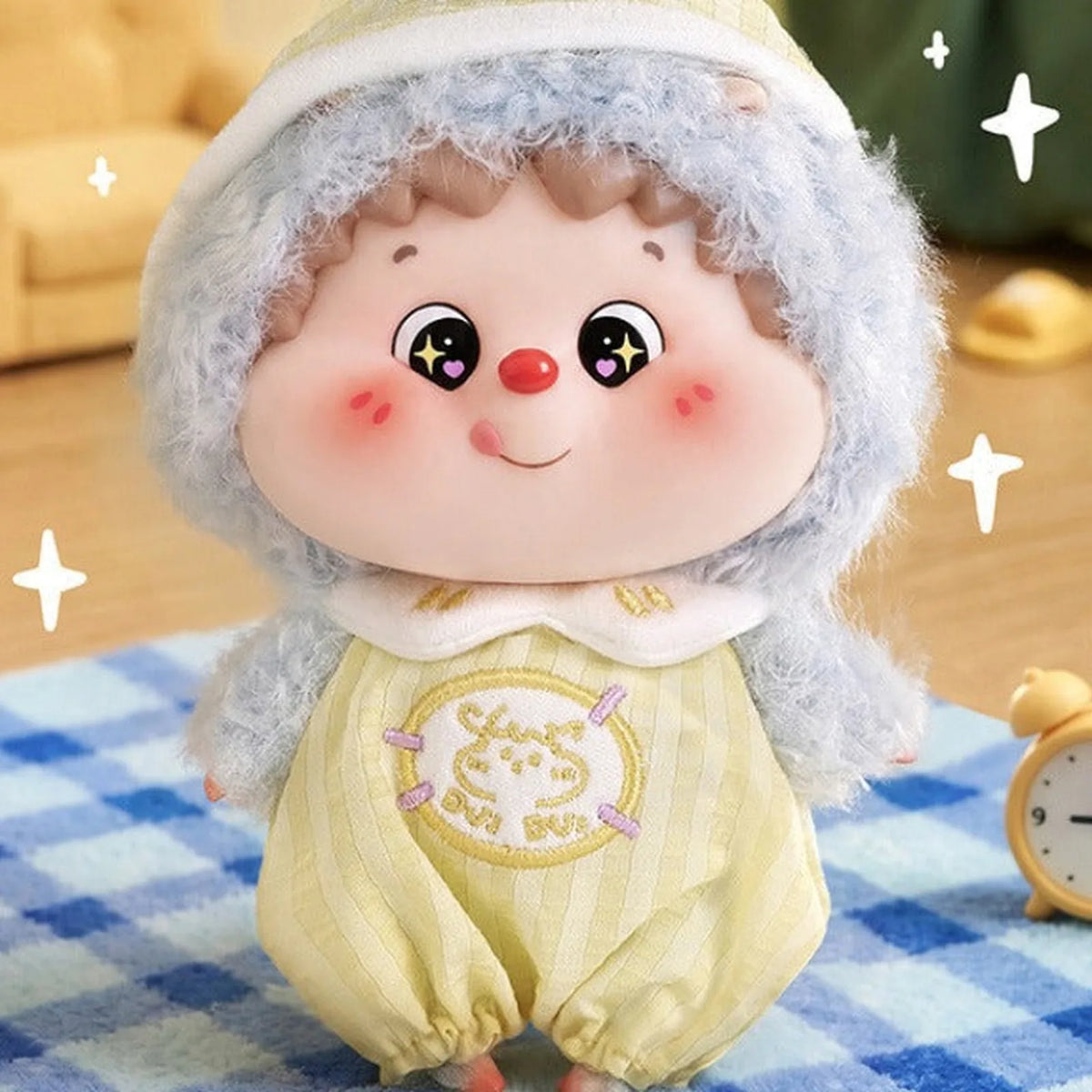 Dui Dui Dui Good Morning Series Plush Pendant Blind Box (PRE-ORDER) - Complete pale blue Good Morning plush pendant body example; random design not guaranteed