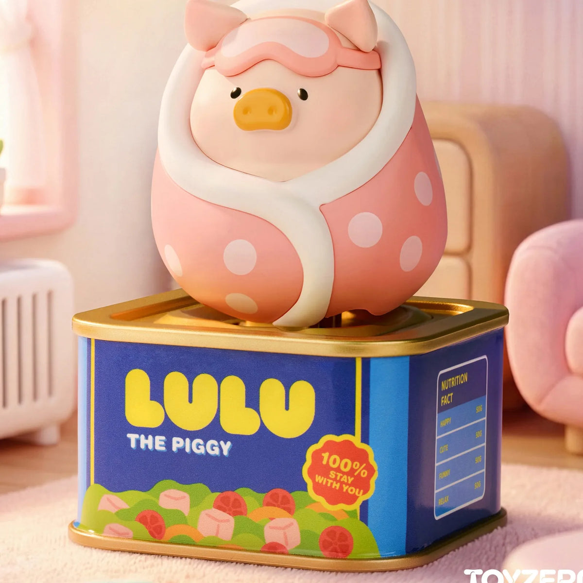 LuLu the Piggy Holiday Series Solar Motion Figure Blind Box - LuLu sleeping figure detail with upper ears cropped; random design not guaranteed