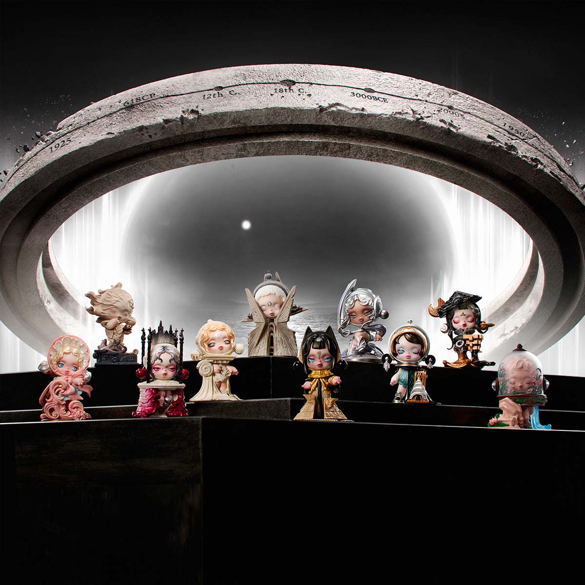 SKULLPANDA WHERE TIME DWELLS series lineup reference, designs shown are not all included