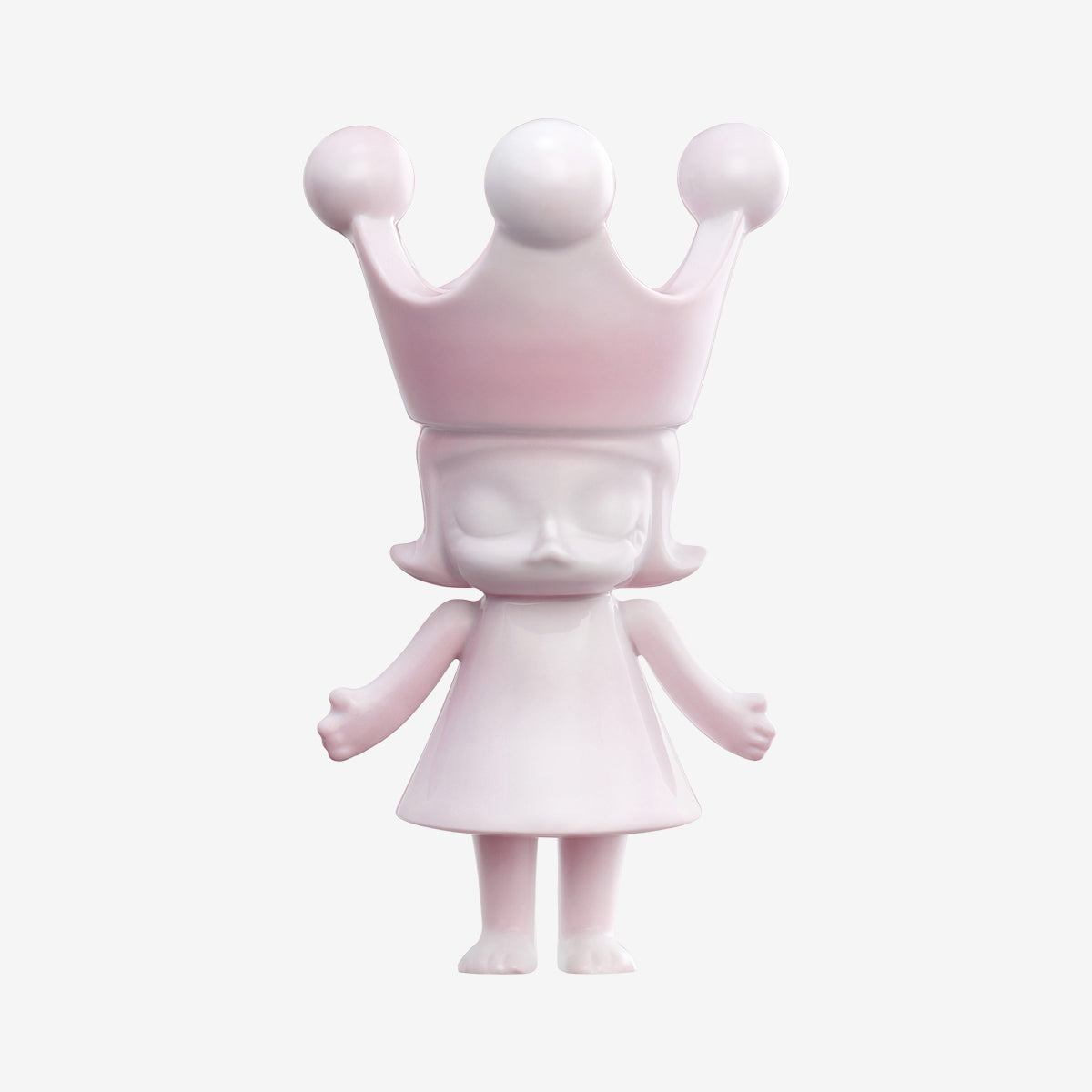 MEGA ROYAL MOLLY 100% Rouge china ceramic figure, front view with pink fixed crown and glazed dress