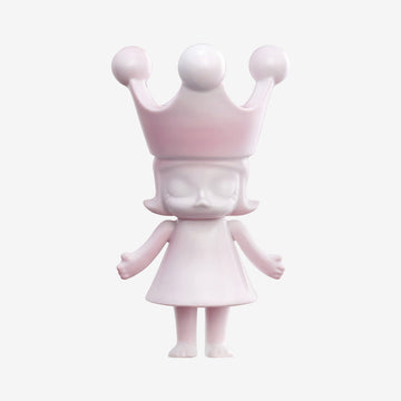 MEGA ROYAL MOLLY 100% Rouge china ceramic figure, front view with pink fixed crown and glazed dress