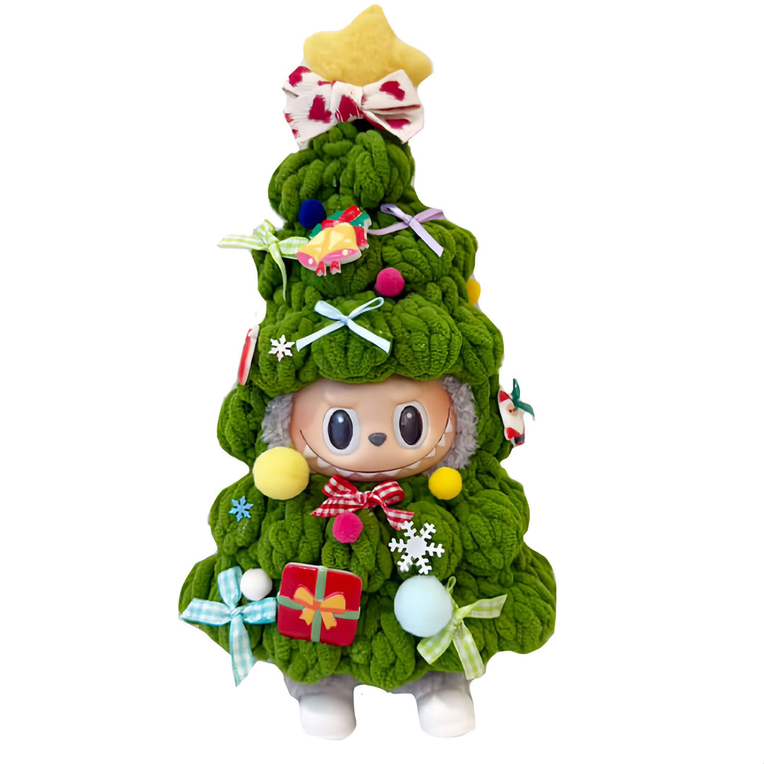 kikibuddies Labubu 17cm Green Christmas Outfit - Christmas Tree with Star & Bow Decor Tree + White Shoes