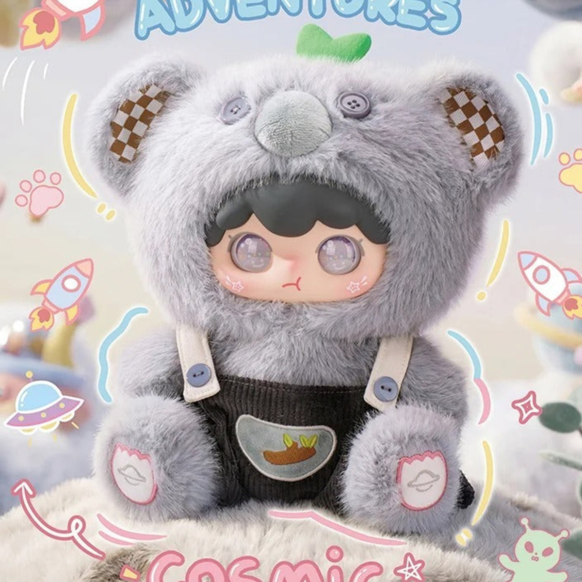 KimiPapa Tiny Cosmos gray animal-costume plush design; series example
