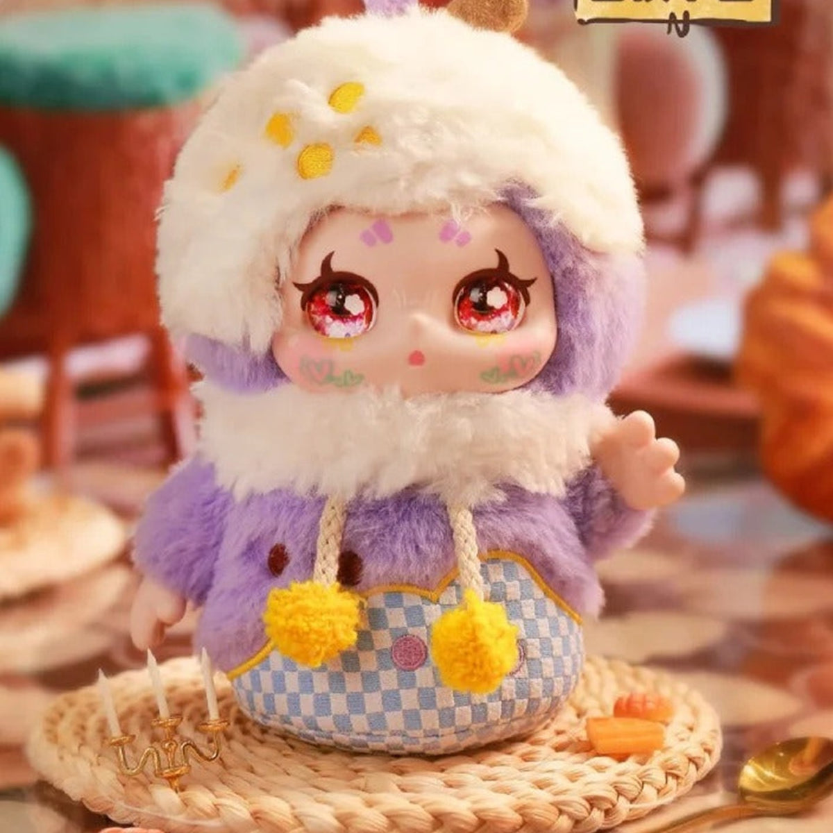 KIMMON Let's Cafe plush costume and face detail photograph; random-series example, not a confirmed selection