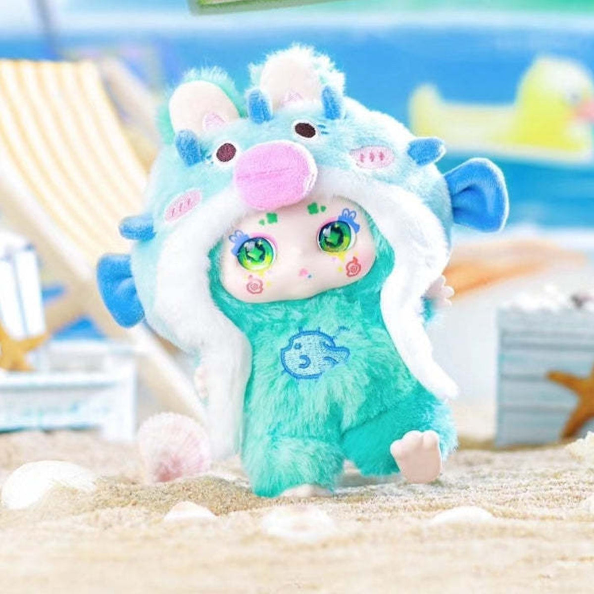 Kimmon V8 I'm Mimon Wilderness Dream Series Plush Dolls, Blind Box — Blue animal-costume plush example; series example, not guaranteed selection