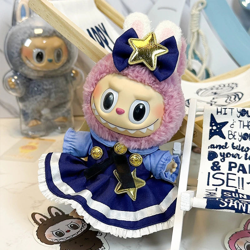 LABUBU fantasy costume outfit – Bunny Officer Dress for 17cm dolls; includes headpiece and dress; doll not included | KikiBuddies