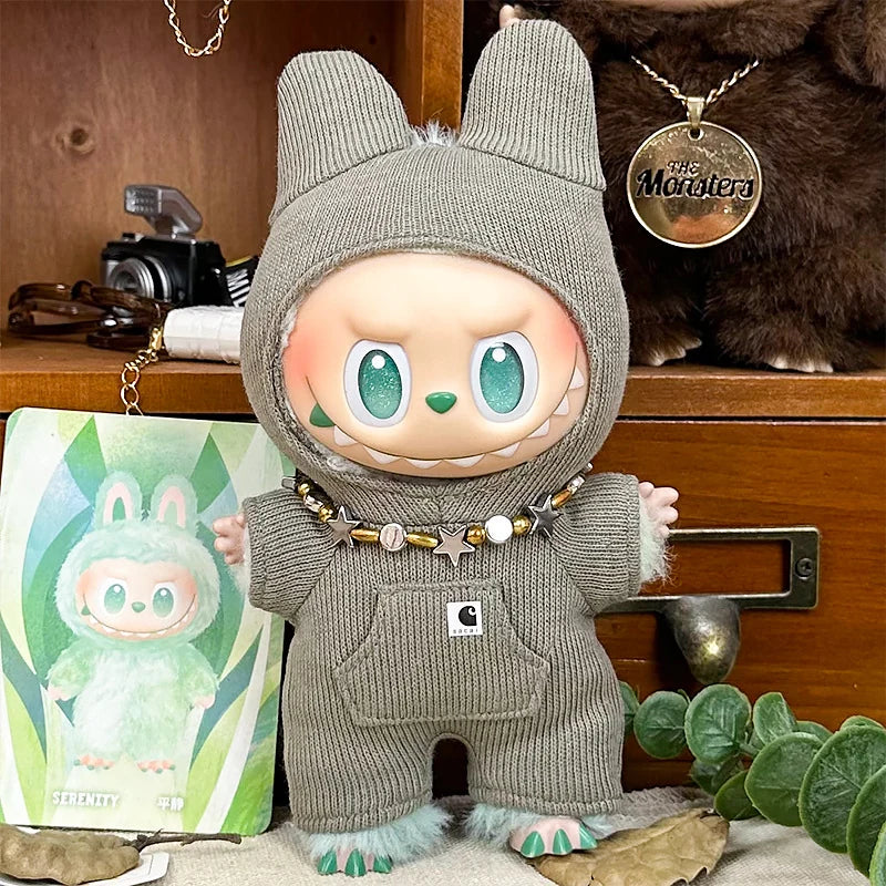 LABUBU fantasy costume outfit – Green Night Suit for 17cm dolls; includes one-piece outfit and necklace; doll not included | KikiBuddies