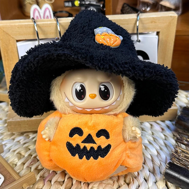 LABUBU fantasy costume outfit – Little Pumpkin Costume for 17cm dolls; includes hat and padded jacket; doll not included | KikiBuddies