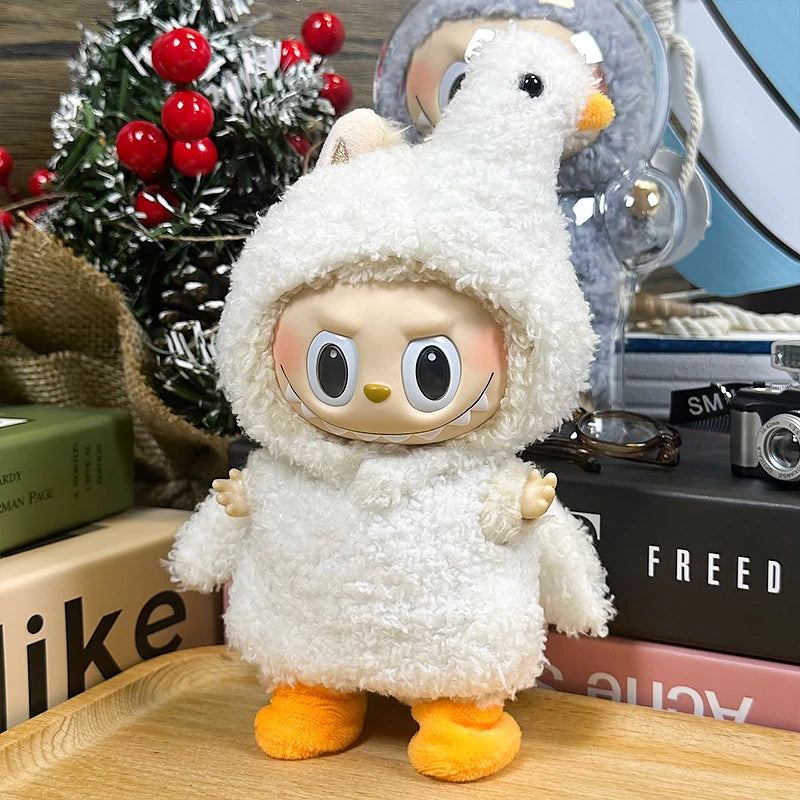 LABUBU sweet dress outfit – Little Swan Knit Set for 17cm dolls; includes hat, sweater, and socks; doll not included | KikiBuddies