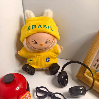 Labubu Football Jersey Outfit Set - Brazil Football National Team Inspired