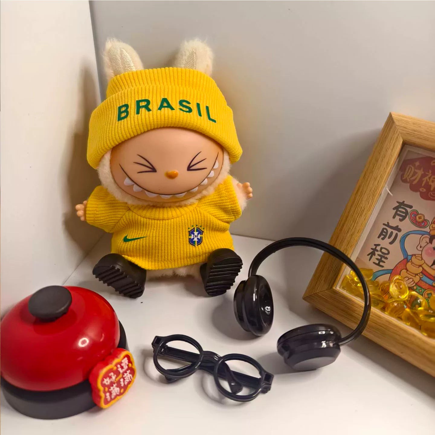 Labubu Brazil Football Outfit Set - front view | KikiBuddies
