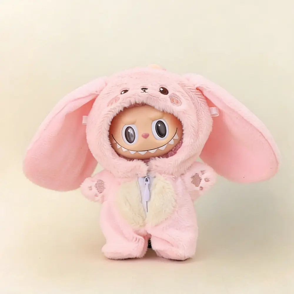 Labubu Doll Outfit - Animal Hooded Jumpsuit for 17cm Collectible Figure - detail view | KikiBuddies