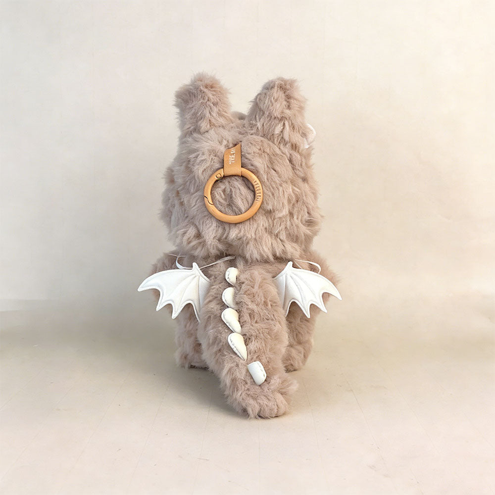 Labubu Doll Outfit - Blush Dino Plush Jumpsuit for 17cm Collectible Figure - front view | KikiBuddies